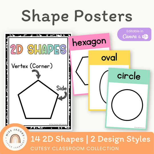 2D Shape Posters - Cutesy Classroom Decor