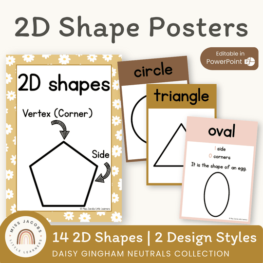 2D Shape Posters - Daisy Gingham Neutrals Decor
