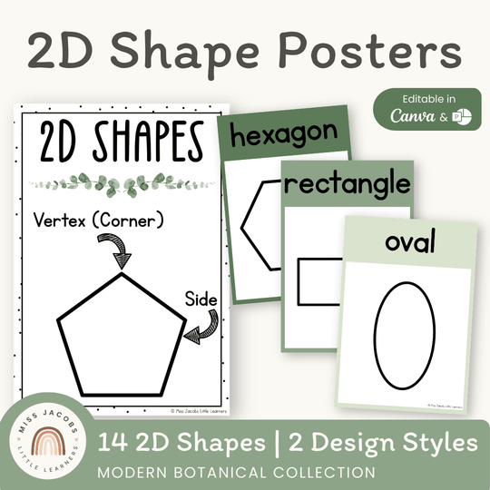 2D Shape Posters - Modern Botanical Classroom Decor