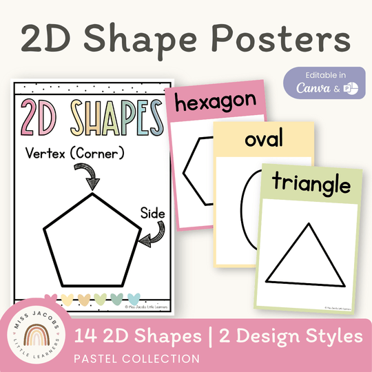 2D Shape Posters - Pastel Classroom Theme