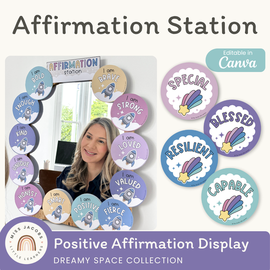 Affirmation Station - Dreamy Space Theme Classroom Decor