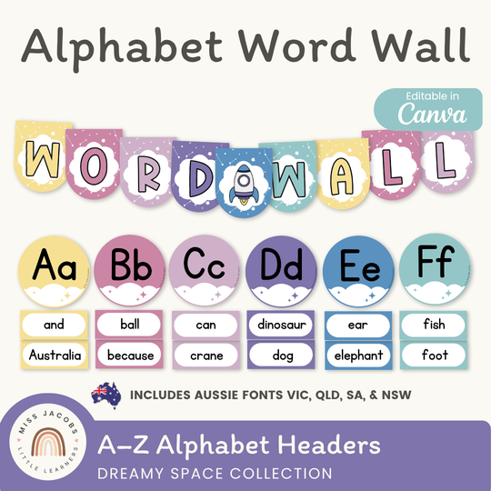 Alphabet Word Wall - Dreamy Space Theme Classroom Decor