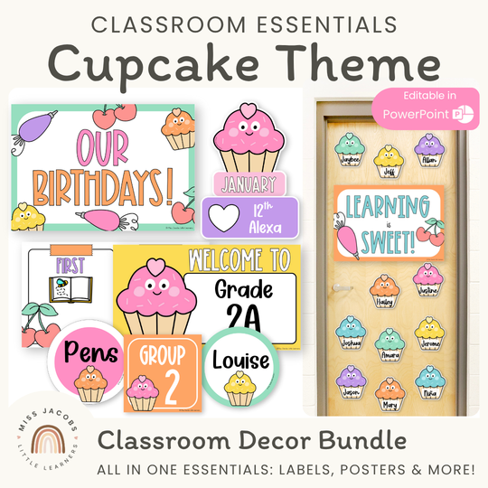 Cupcake Theme Classroom Essentials Decor Pack