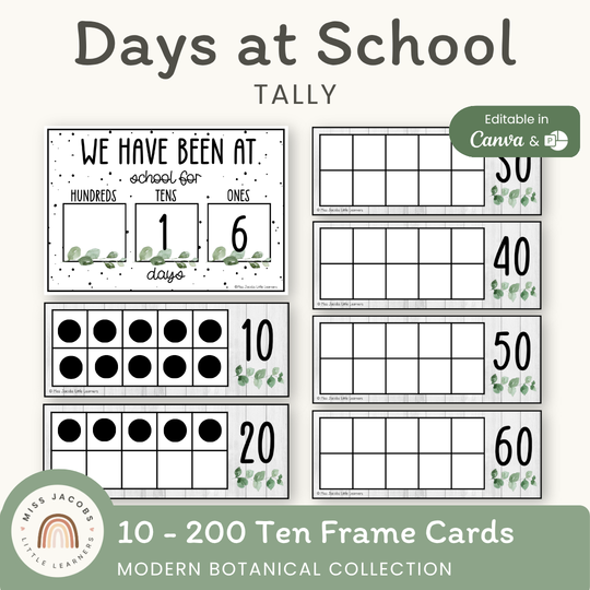 Days At School Tally Display - Modern Botanical Classroom Decor