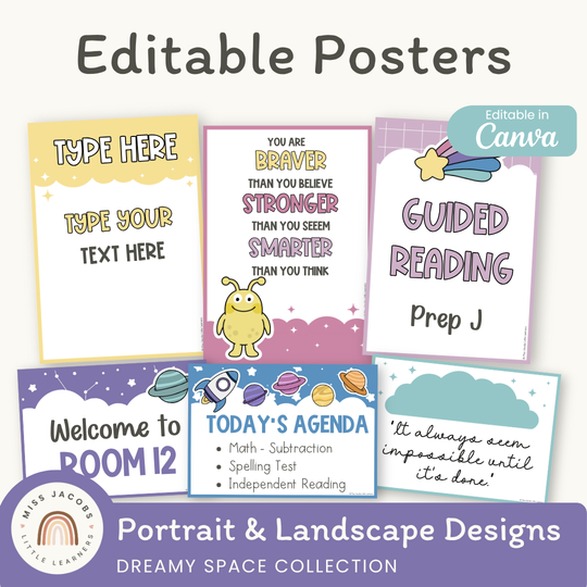 Editable Classroom Posters Template - Dreamy Space Decor
