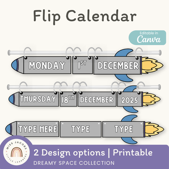 Flip Calendar - Dreamy Space Classroom Decor