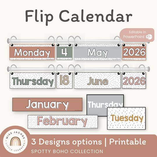 Flip Calendar - Spotty Boho Classroom Decor