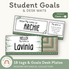 Student Desk Name Plate & Goals Mat - Modern Botanical Decor - Miss Jacobs Little Learners