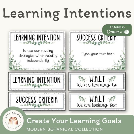 Learning Intention and Success Criteria Display - Modern Botanical