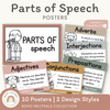 Neutral Parts of Speech Posters, English Posters, Elementary Posters, Vintage Classroom Posters, English Classroom Display, Neutral Classroom Decor