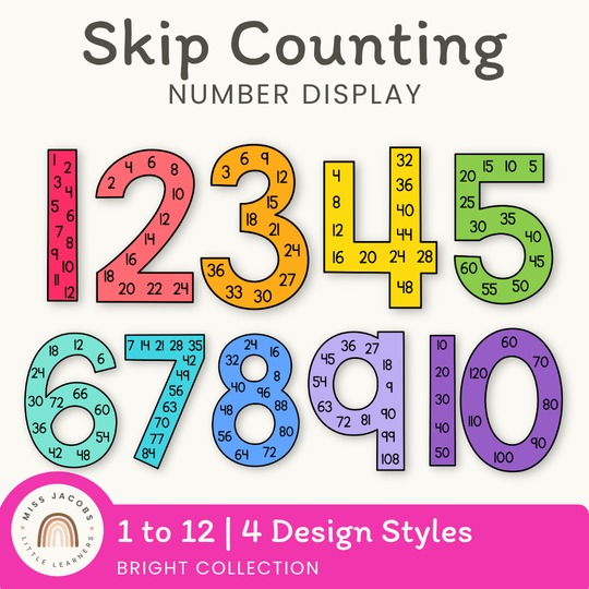Skip Counting Large Number Display - Bright Theme