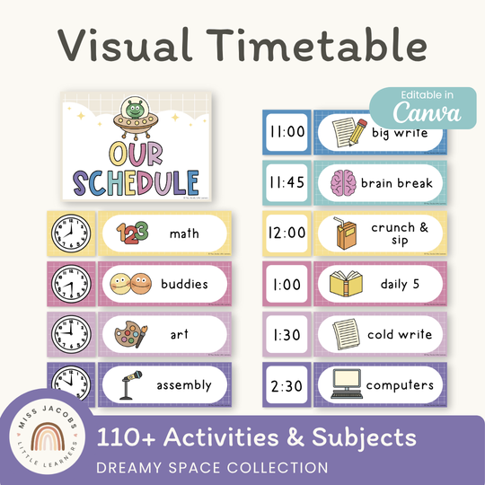 Visual Timetable Daily Schedule - Dreamy Space Classroom Decor