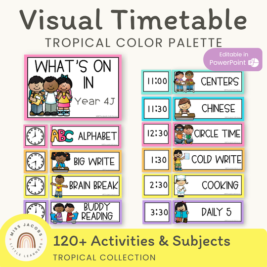 Visual Timetable | Editable | Tropical Colour Palette