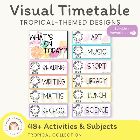 Visual Timetable | Editable | Tropical Theme