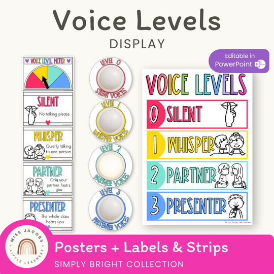 BRIGHTS Classroom Voice and Noise Level Displays | Editable