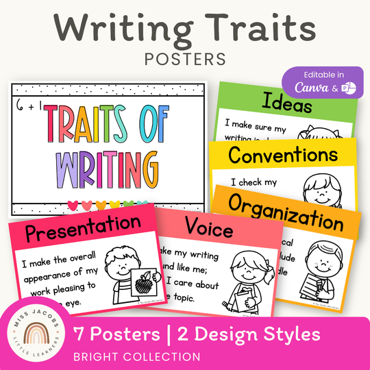 6 + 1 Traits of Writing Posters - Bright Theme