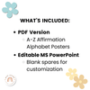 Affirmation Alphabet Posters - Daisy Gingham Pastels Decor - Miss Jacobs Little Learners