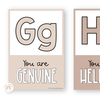 Affirmation Alphabet Posters - Ombre Neutrals Classroom Decor - Miss Jacobs Little Learners
