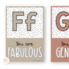 Affirmation Alphabet Posters - Spotty Boho Classroom Decor - Miss Jacobs Little Learners