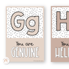Affirmation Alphabet Posters - Spotty Neutrals Decor - Miss Jacobs Little Learners