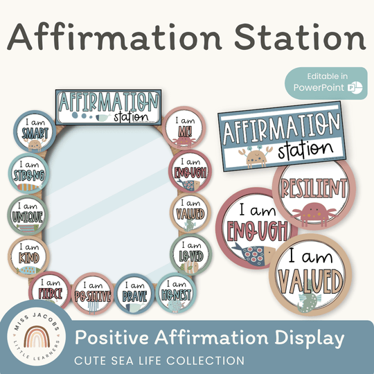 Affirmation Station  - Cute Sea Life Classroom Decor