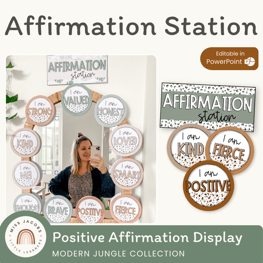 Affirmation Station - Modern Jungle Classroom Decor