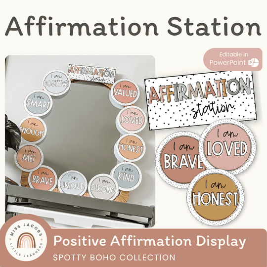 Affirmation Station - Spotty Boho Classroom Decor