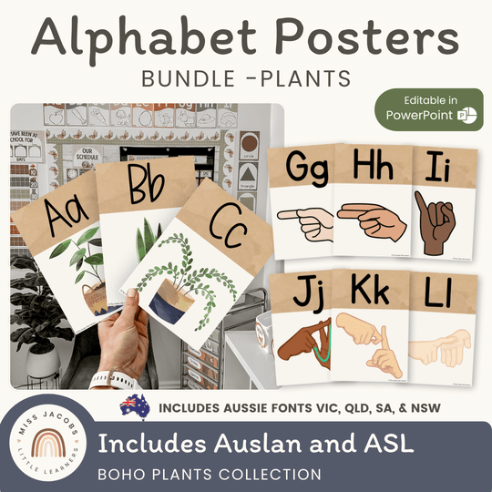 Alphabet Posters - Boho Plants Classroom Decor