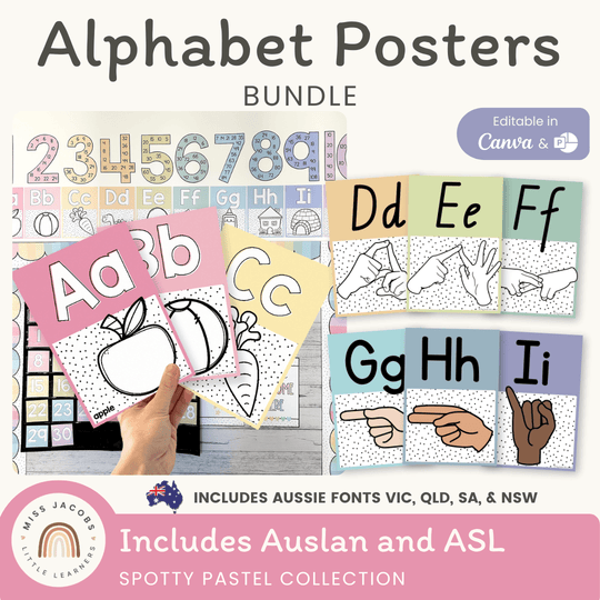 Alphabet Posters Bundle - Spotty Pastel Classroom Decor