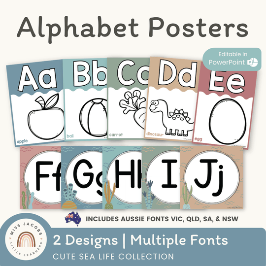 Alphabet Posters - Cute Sea Life Classroom Decor