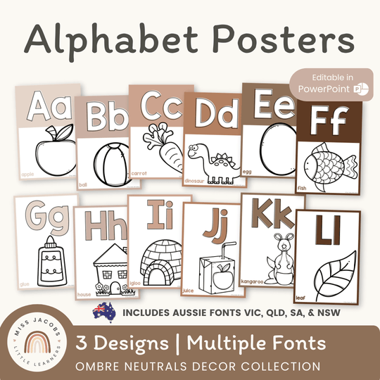 ALPHABET POSTERS | OMBRE NEUTRALS