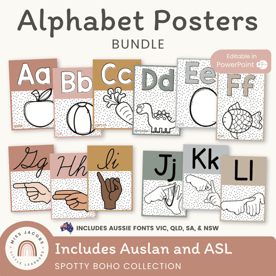 Alphabet Posters - Spotty Boho Classroom Decor