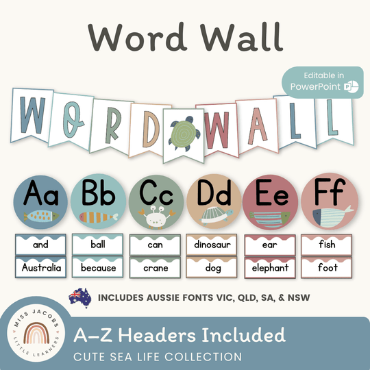 Alphabet Word Wall - Cute Sea Life Classroom Decor