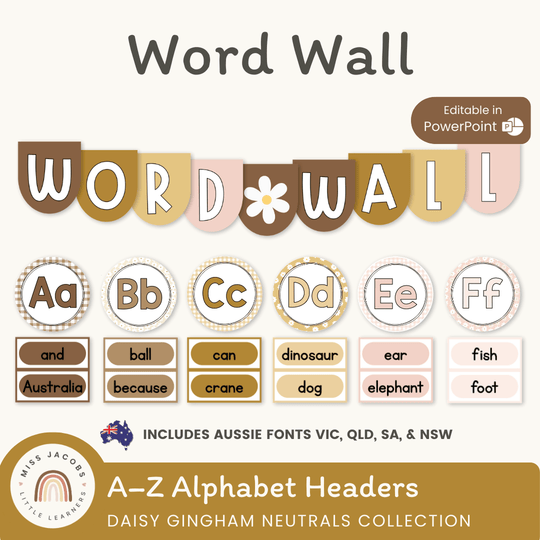 Alphabet Word Wall - Daisy Gingham Neutrals Decor