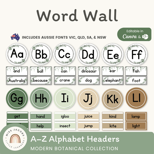 Alphabet Word Wall - Modern Botanical Classroom Decor