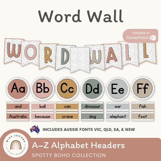 Alphabet Word Wall - Spotty Boho Classroom Decor