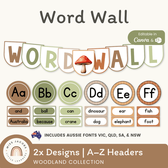 Alphabet Word Wall - Woodland Theme Classroom Decor