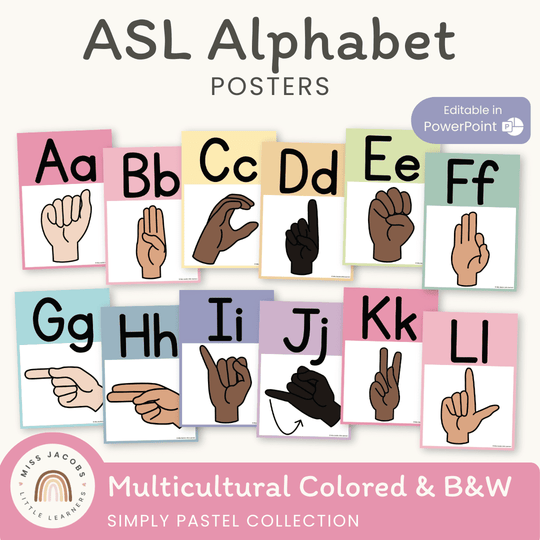 ASL Alphabet Posters - American Sign Language - Simply Pastel