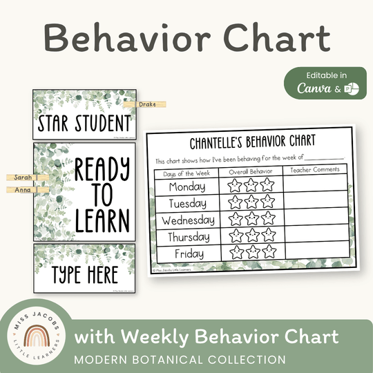 Behavior Clip Chart - Modern Botanical Classroom Decor