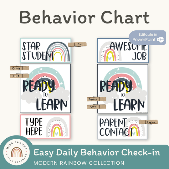 Behavior Clip Chart - Modern Rainbow Classroom Decor