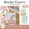 Binder Covers and Spine Labels - Boho Rainbow Neutrals Decor - Miss Jacobs Little Learners