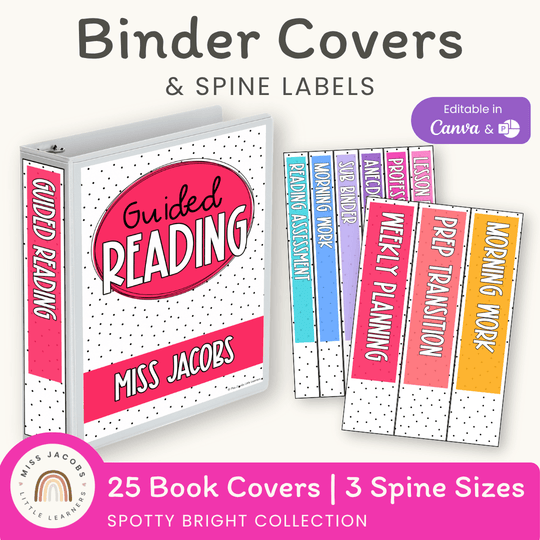 Binder Covers and Spine Labels - Spotty Bright Decor