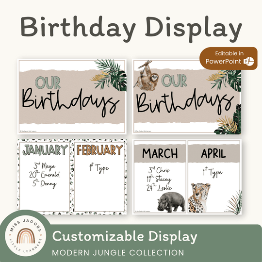Birthday Display - Modern Jungle Classroom Decor