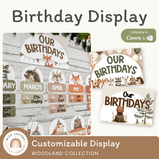 Birthday Display - Woodland Theme Classroom Decor