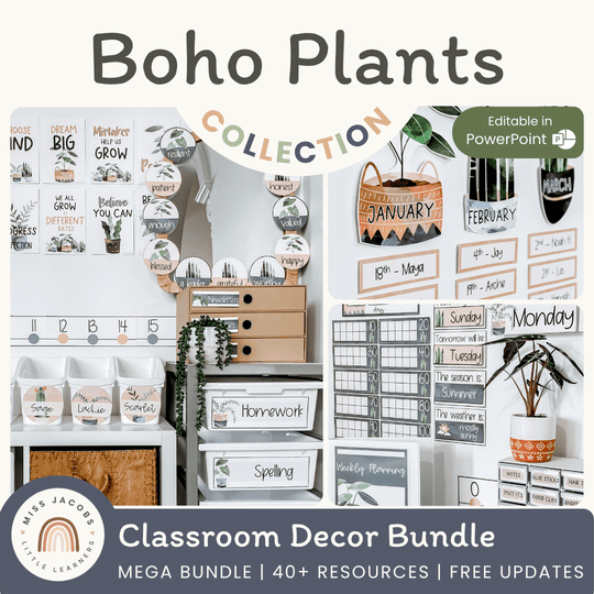 Boho Plants Classroom Decor Bundle