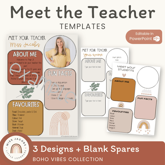Meet the Teacher Templates - Boho Vibes Classroom Decor