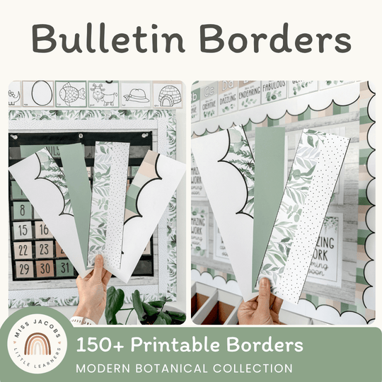 Bulletin Board Borders - Modern Botanical Classroom Decor