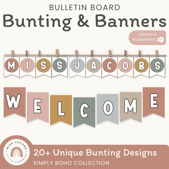 BULLETIN BOARD BUNTING | SIMPLE BOHO | EDITABLE
