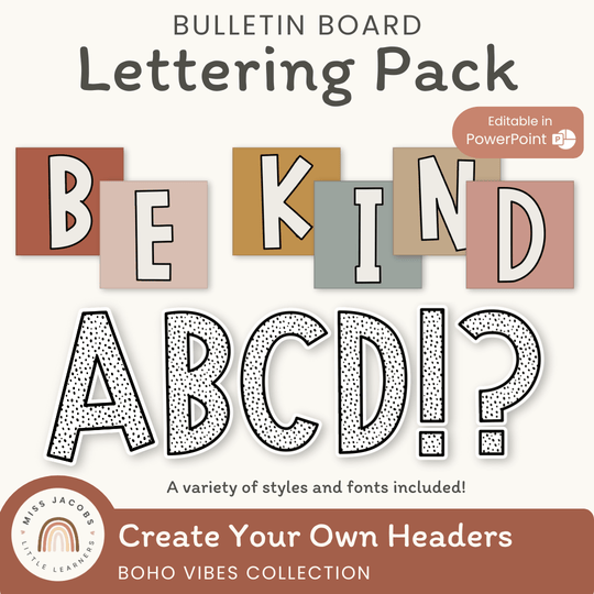 Bulletin Board Lettering Pack - Boho Vibes Theme