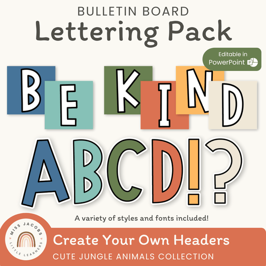 Bulletin Board Letters - Cute Jungle Animals Decor